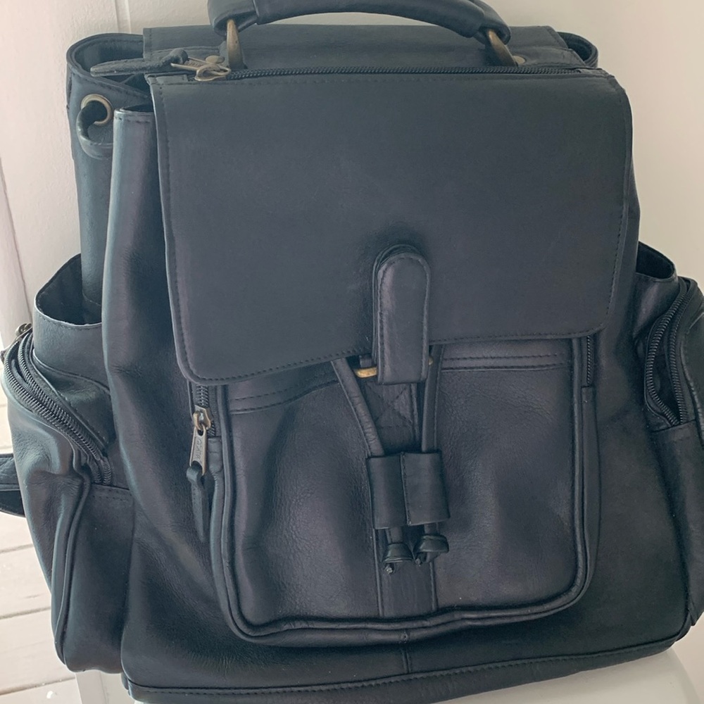 CLAVA American Black Leather Backpack